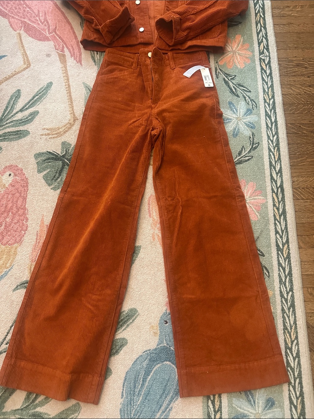 Favorite Daughter Wide-Leg Corduroy Jeans in Rust Orange